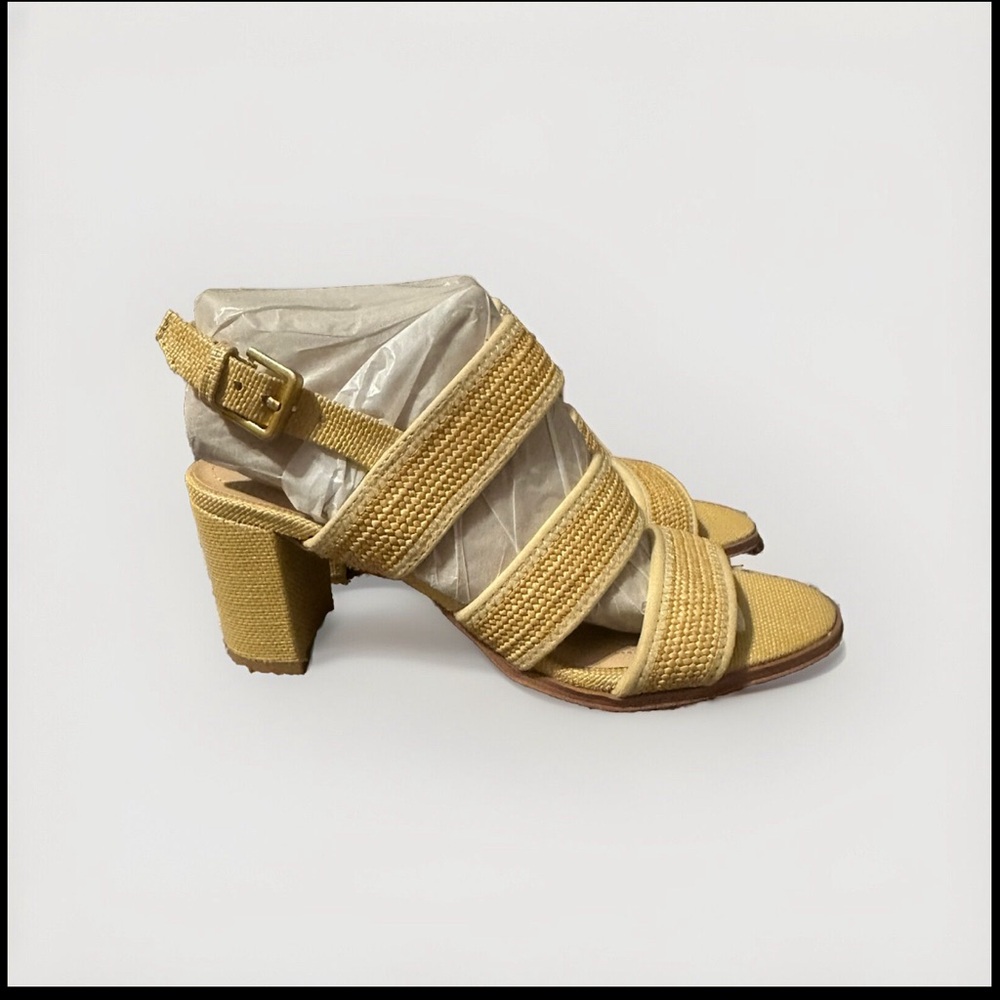 Franco Sarto Buco Raffia Natural Heeled Sandal Size‎ 8